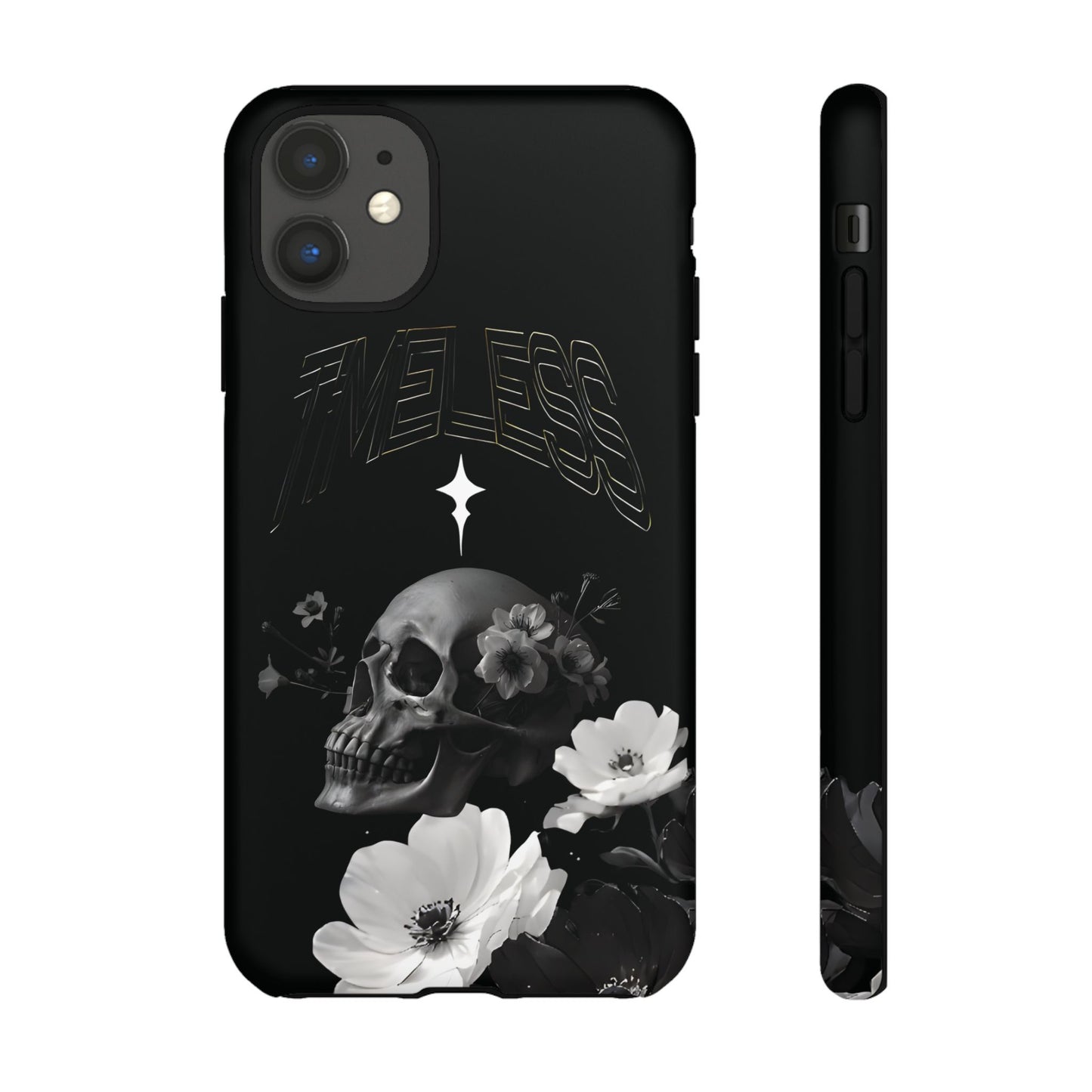 TIMELESS - Black Floral Skull iPhone Case