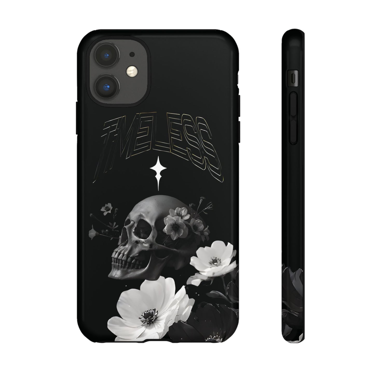 TIMELESS - Black Floral Skull iPhone Case