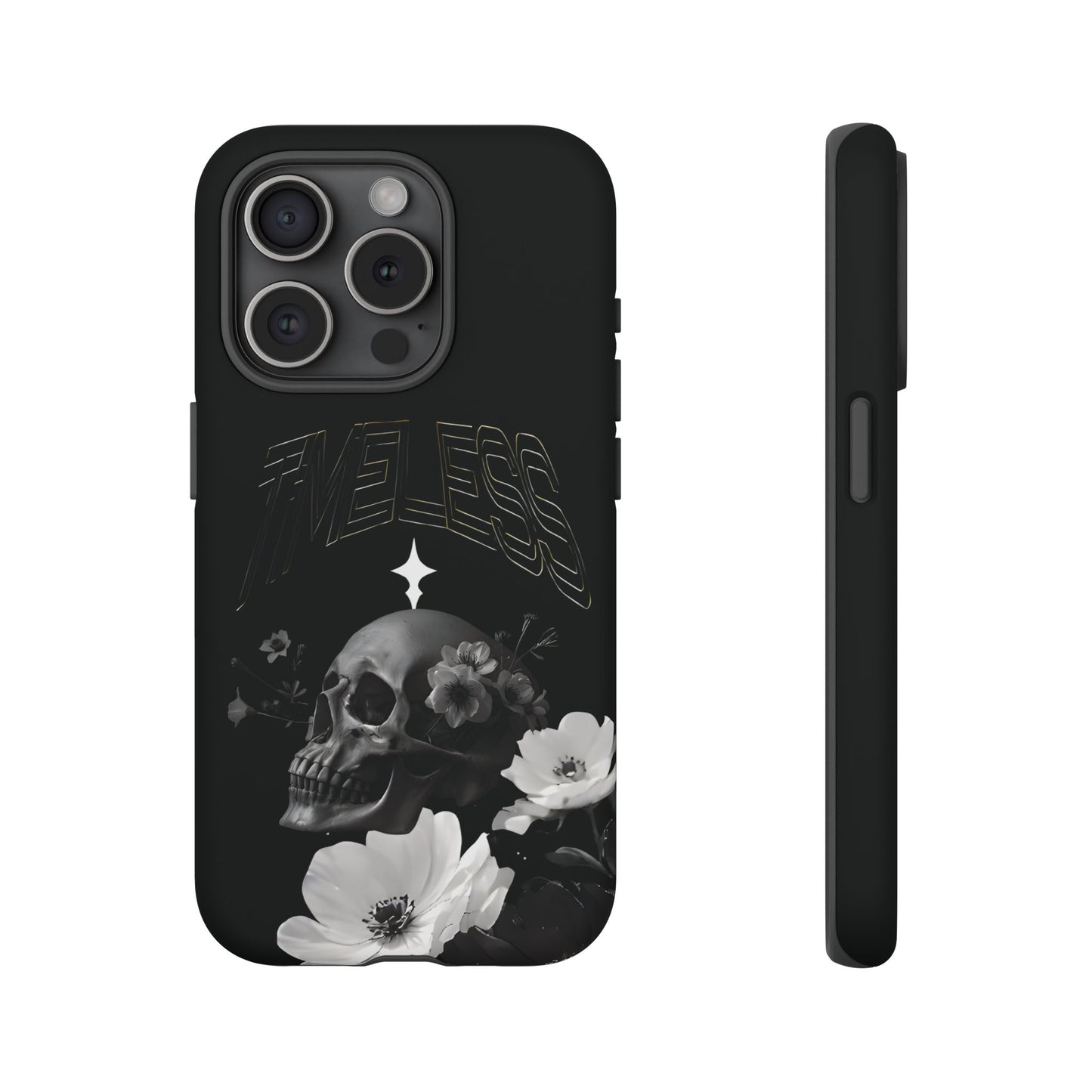 TIMELESS - Black Floral Skull iPhone Case