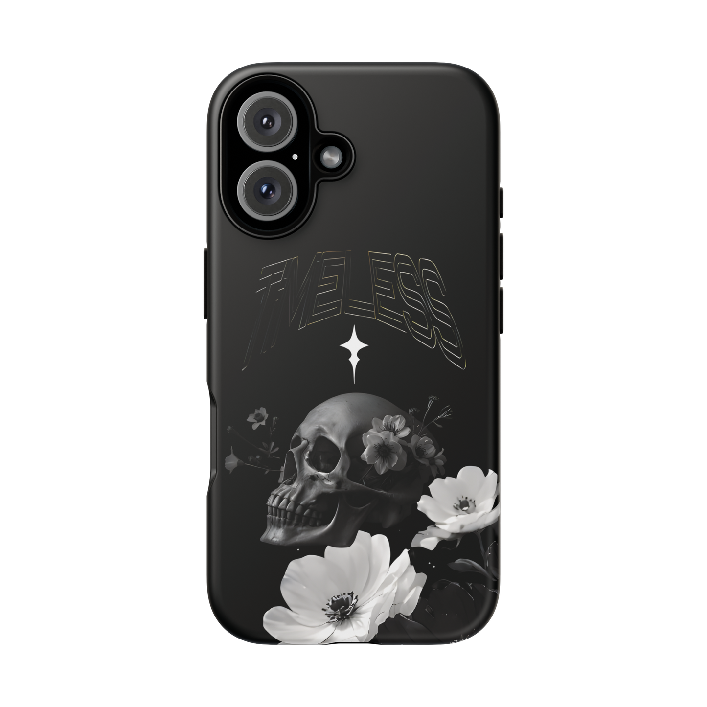 TIMELESS - Black Floral Skull iPhone Case