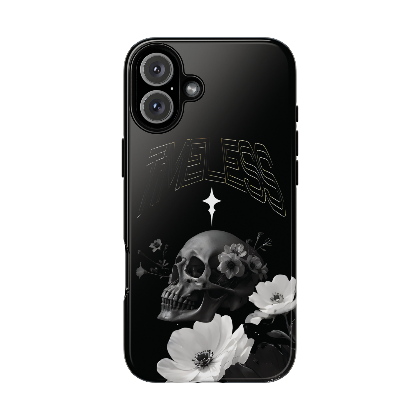 TIMELESS - Black Floral Skull iPhone Case