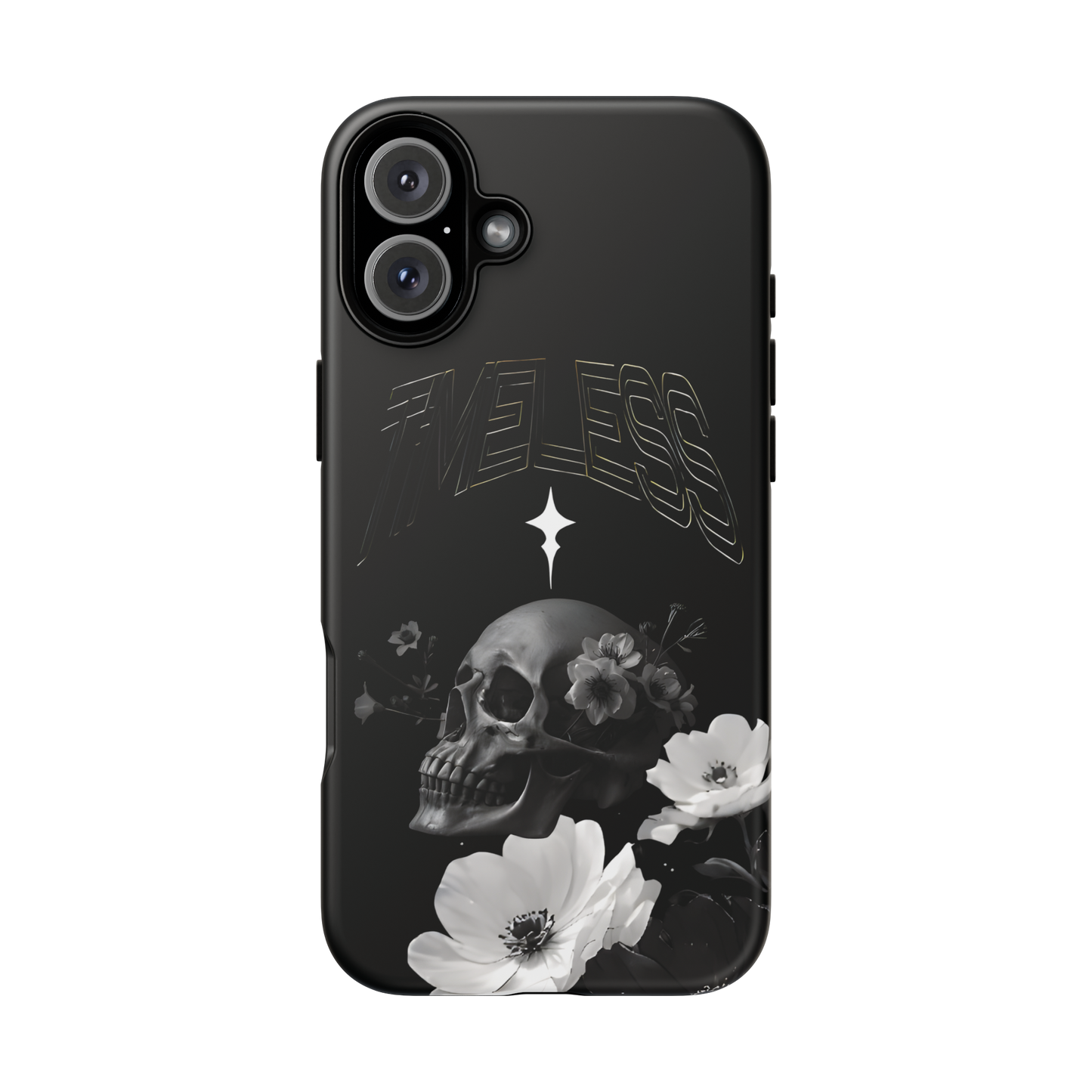 TIMELESS - Black Floral Skull iPhone Case