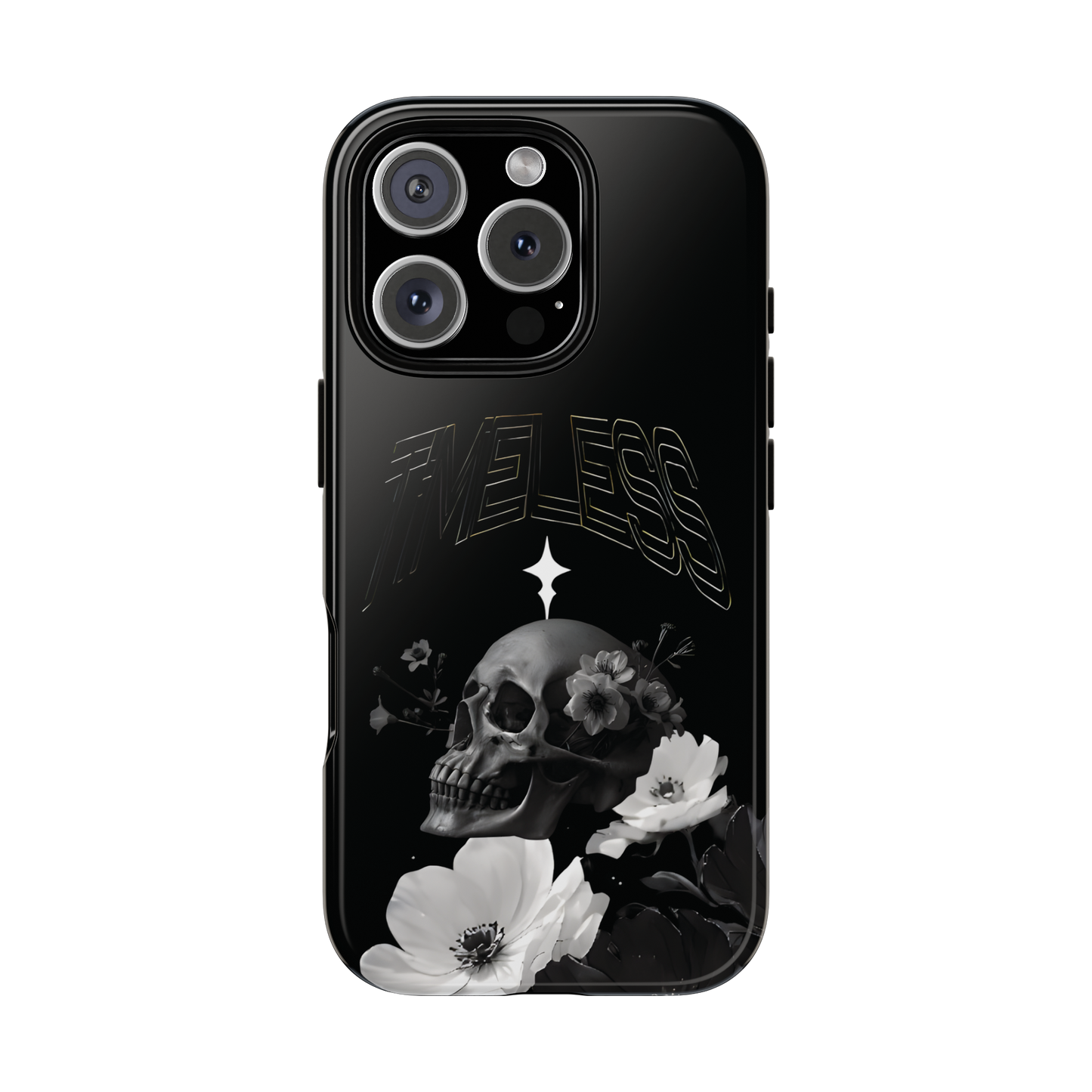 TIMELESS - Black Floral Skull iPhone Case