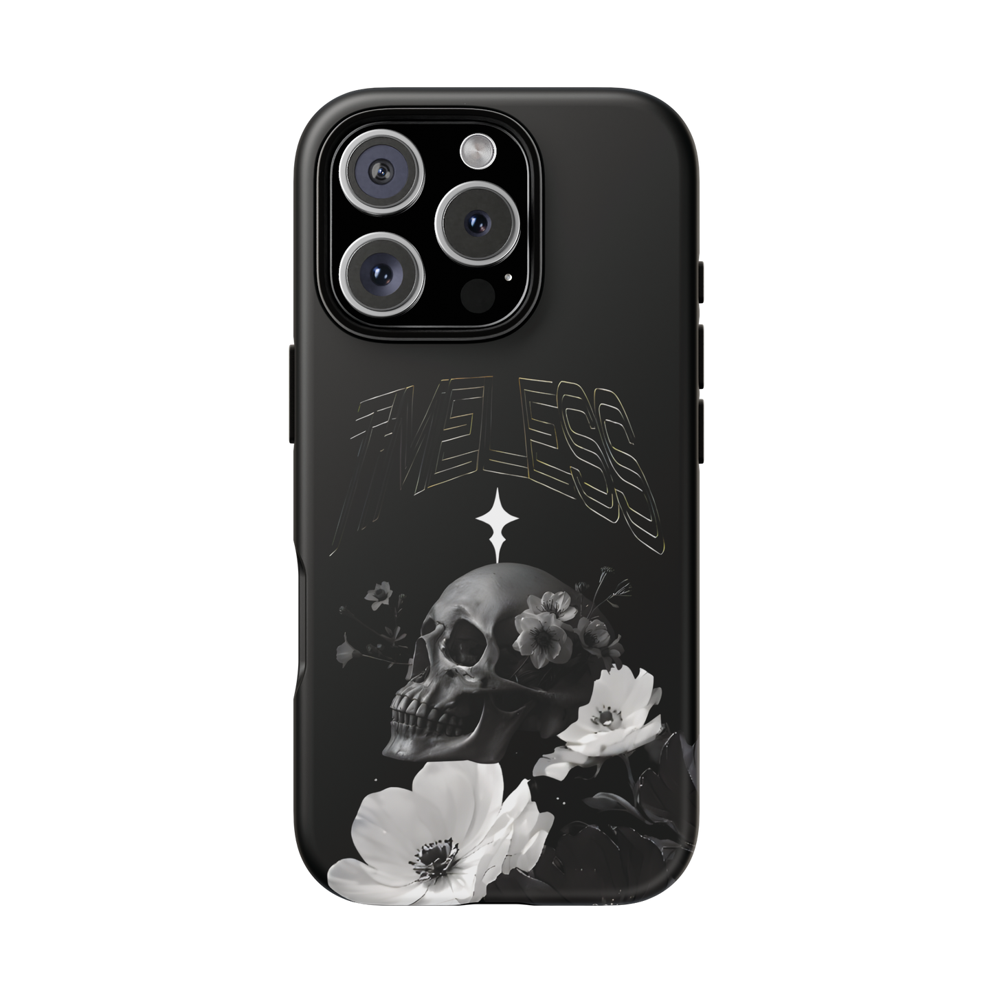 TIMELESS - Black Floral Skull iPhone Case