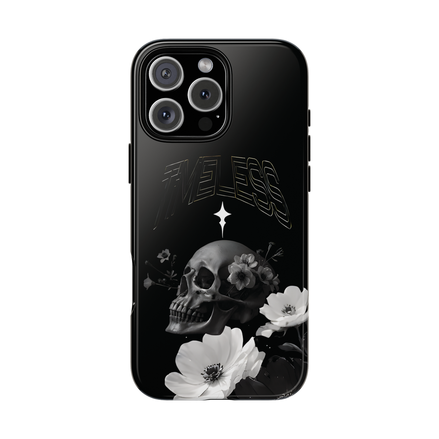 TIMELESS - Black Floral Skull iPhone Case