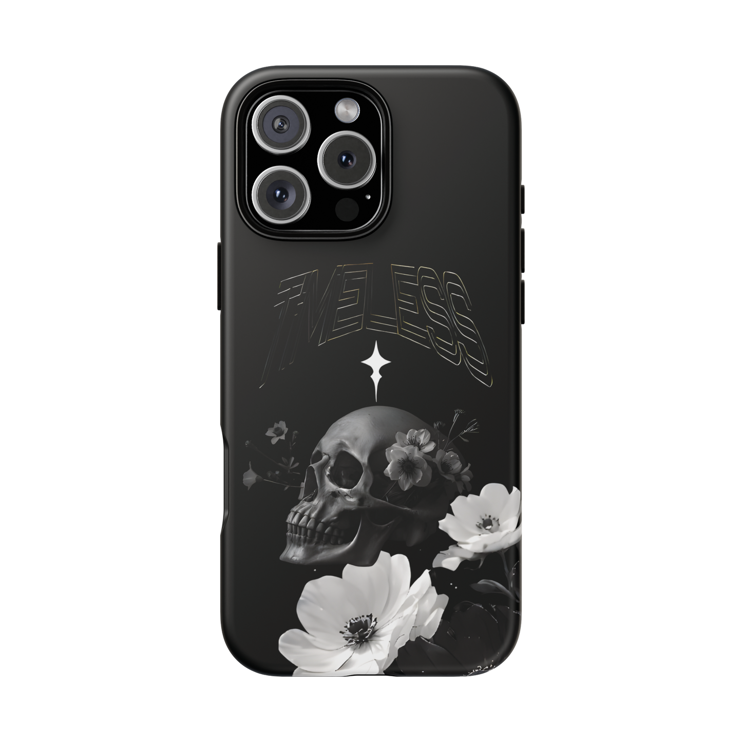 TIMELESS - Black Floral Skull iPhone Case