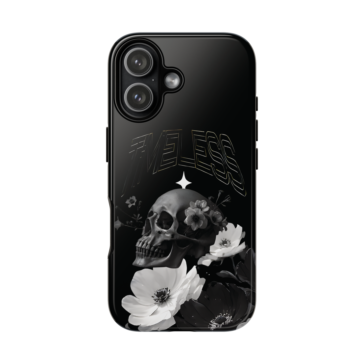 TIMELESS - Black Floral Skull iPhone Case
