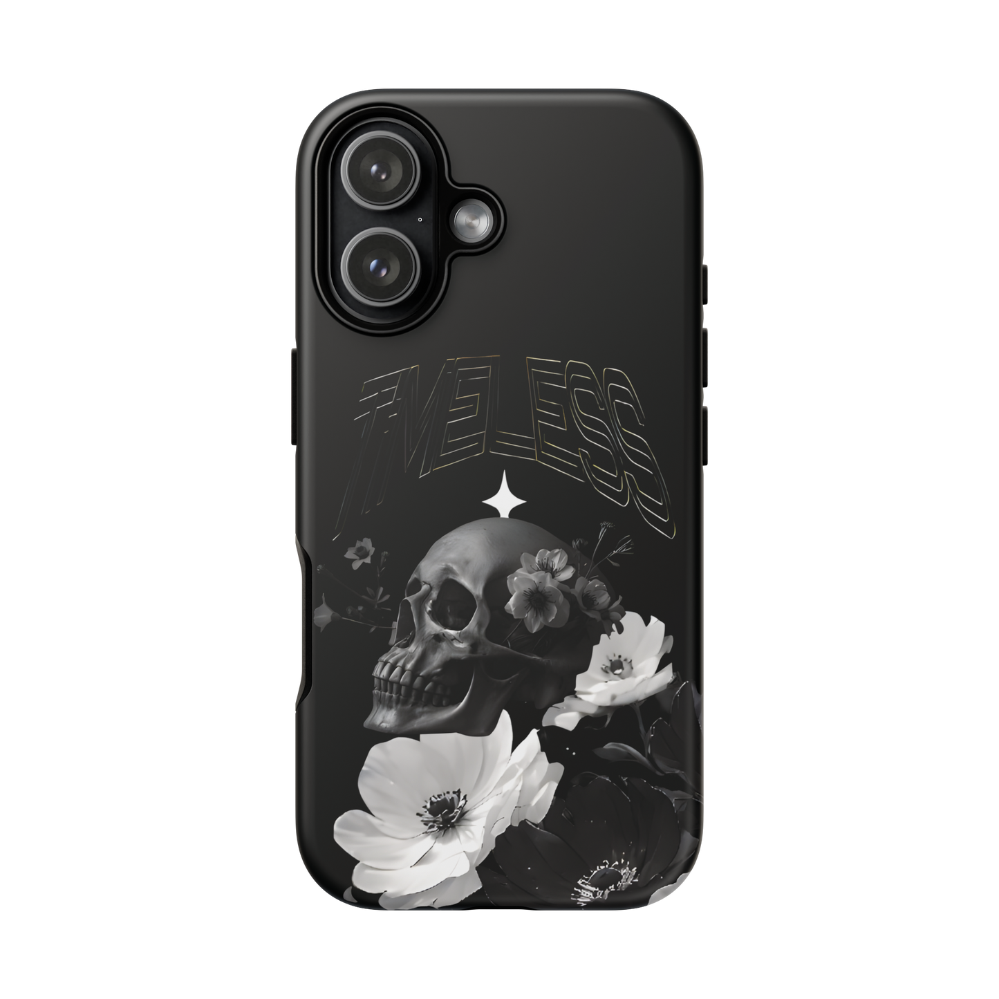 TIMELESS - Black Floral Skull iPhone Case