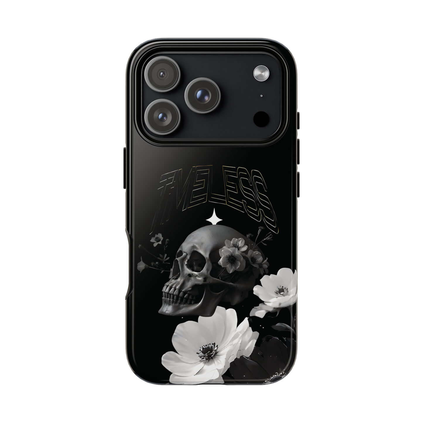 TIMELESS - Black Floral Skull iPhone Case