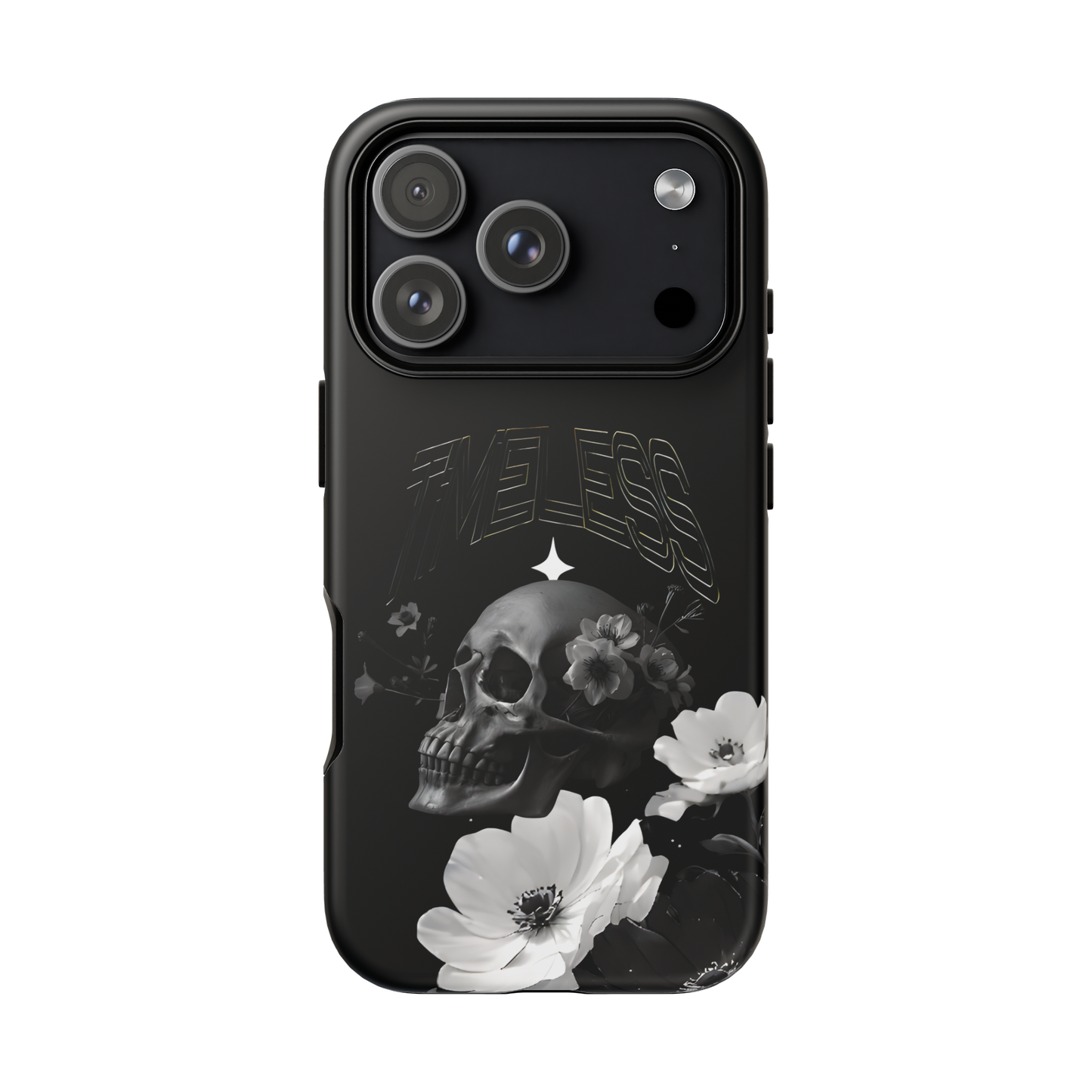 TIMELESS - Black Floral Skull iPhone Case
