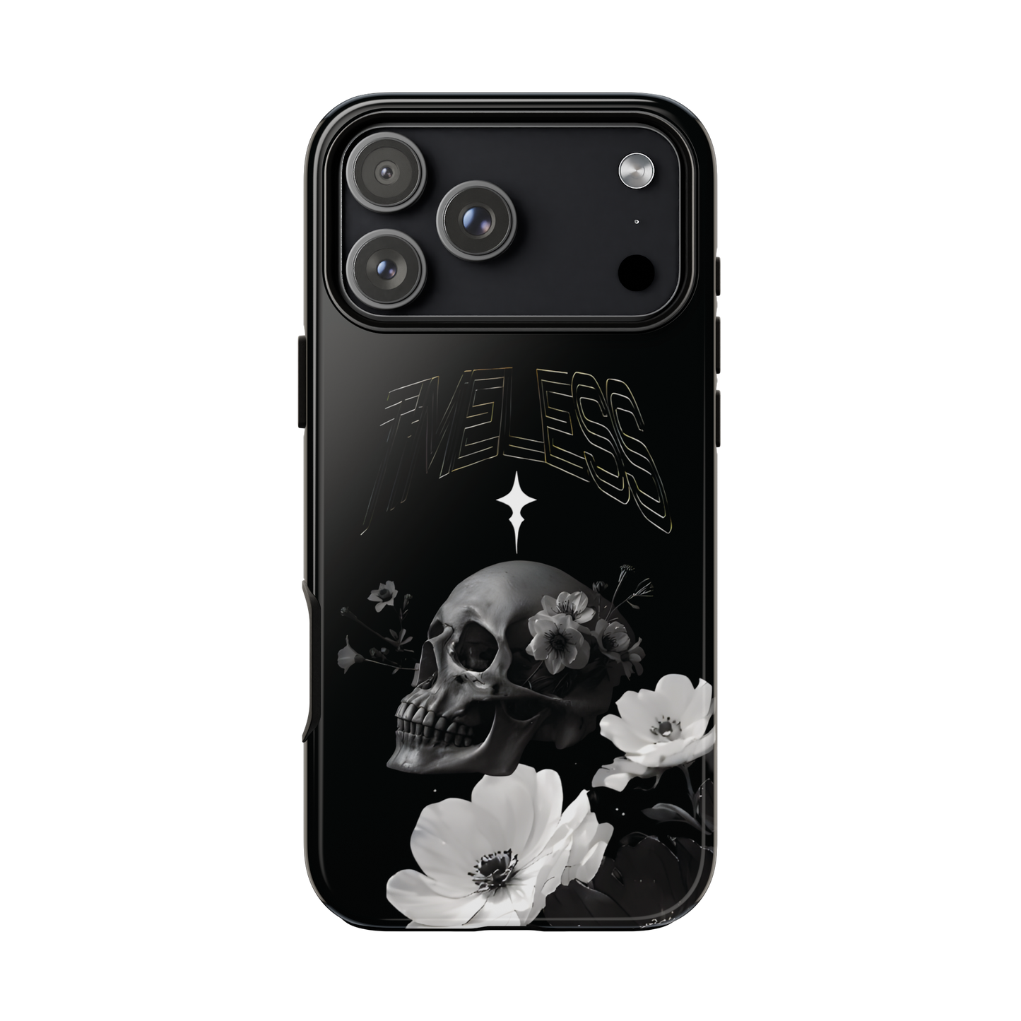 TIMELESS - Black Floral Skull iPhone Case