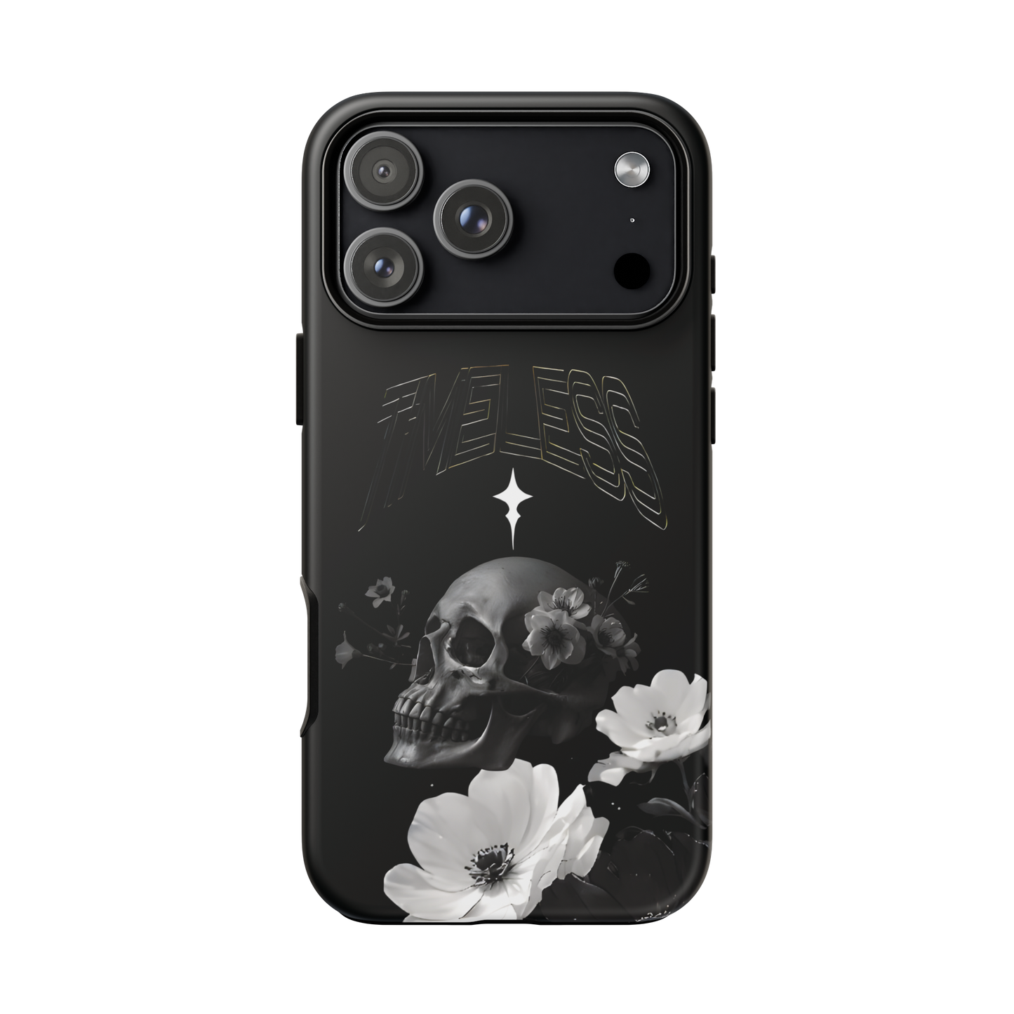 TIMELESS - Black Floral Skull iPhone Case